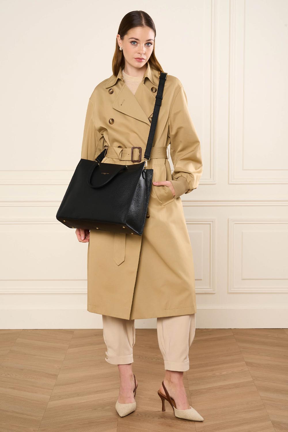 grand sac cabas épaule - foulonné double