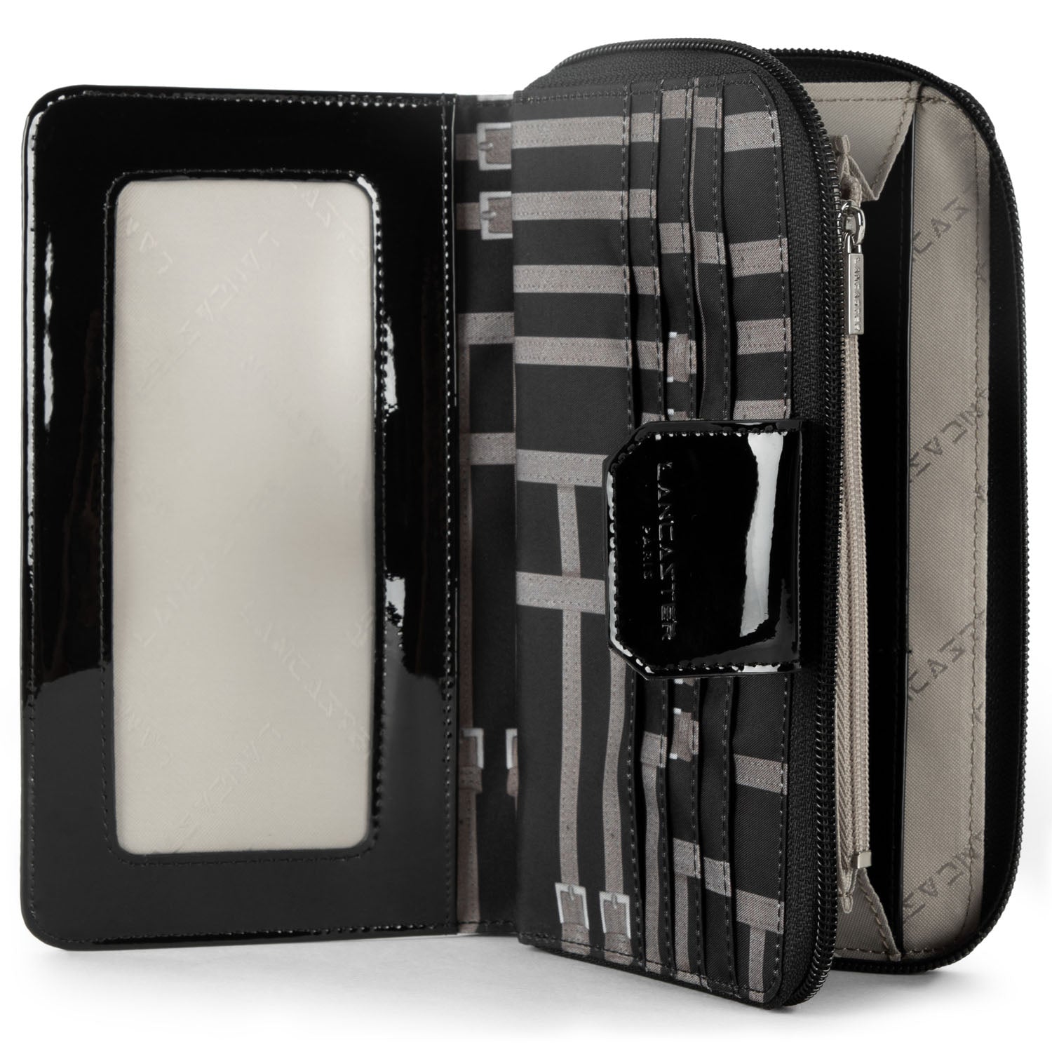 portefeuille compagnon dos à dos - basic verni