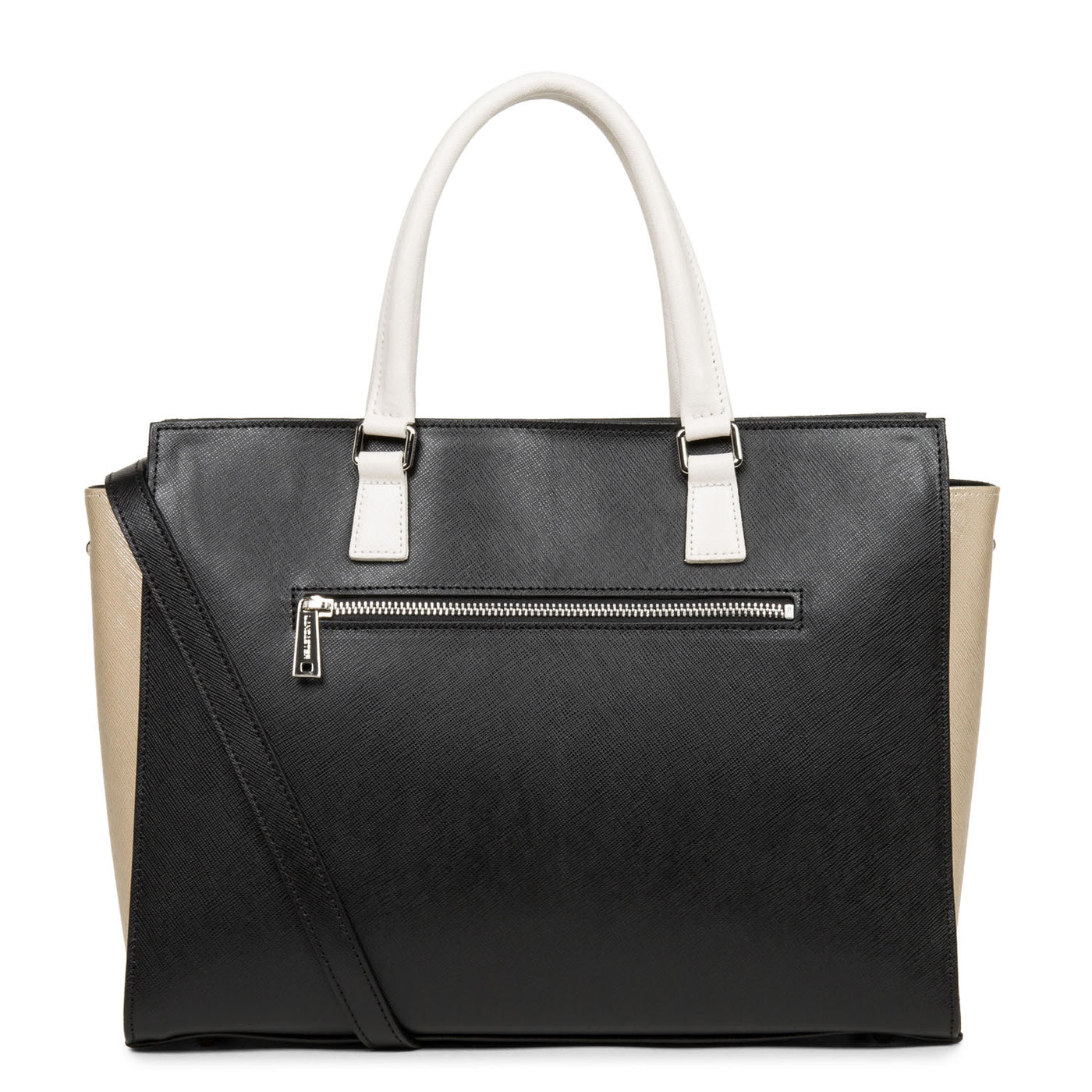 sac cabas main - saffiano intemporel #couleur_noir-champagne-ivoire
