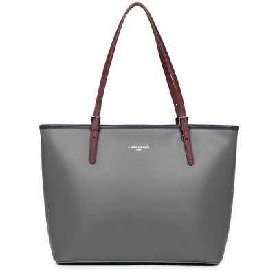 grand sac cabas épaule - smooth #couleur_gris-bleu-fonce-bordeaux