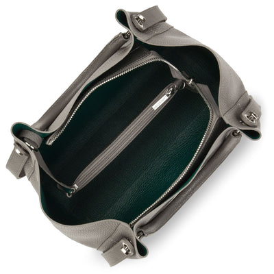 sac cabas épaule - foulonné double #couleur_gris-in-vert-paon