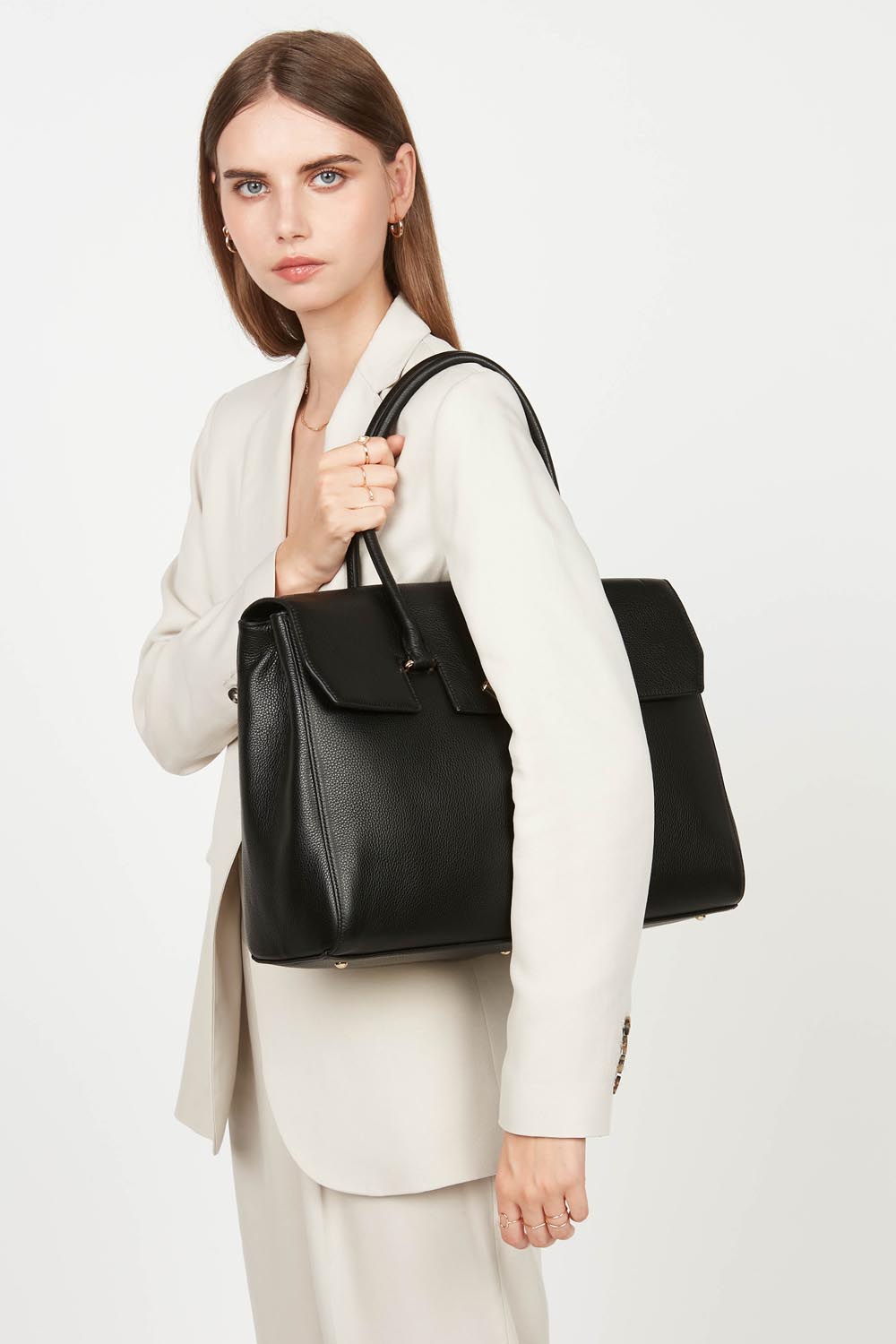 très grand sac cabas épaule - foulonné milano