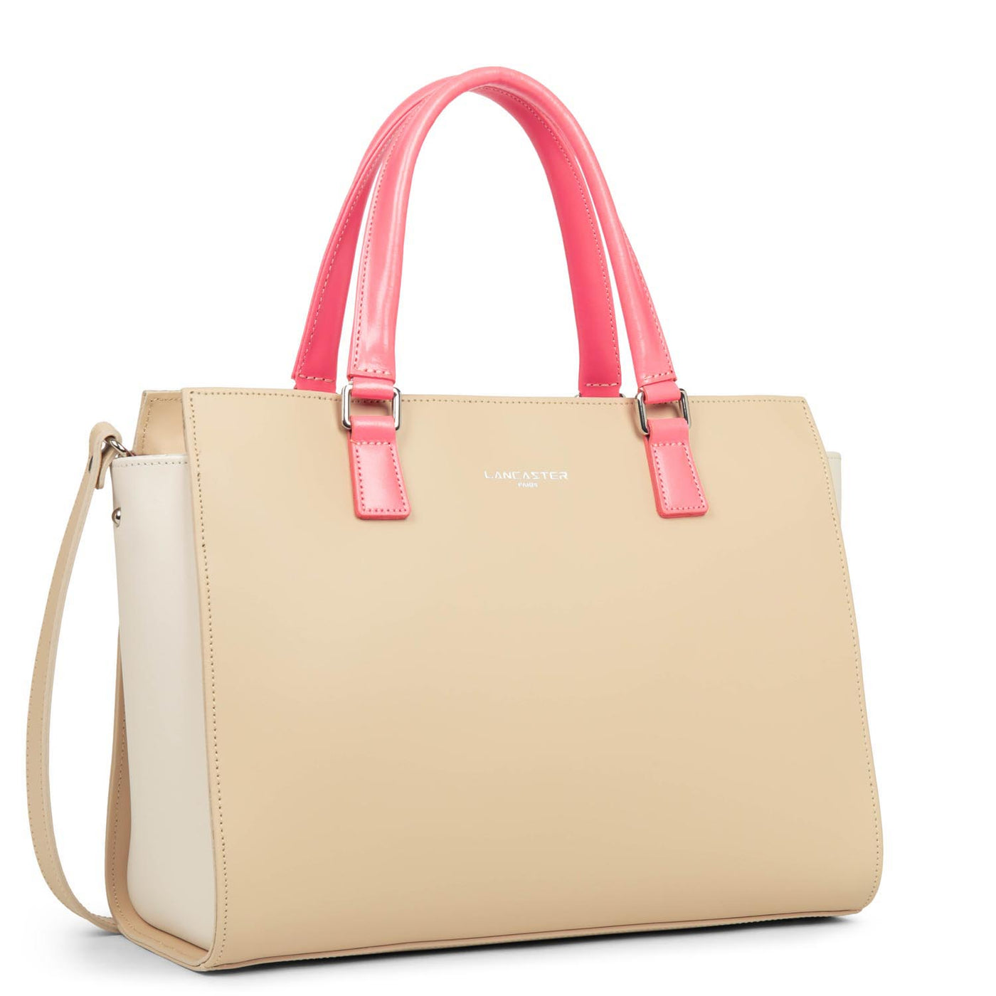 grand sac cabas main - smooth #couleur_beige-ecru-rose-fonc