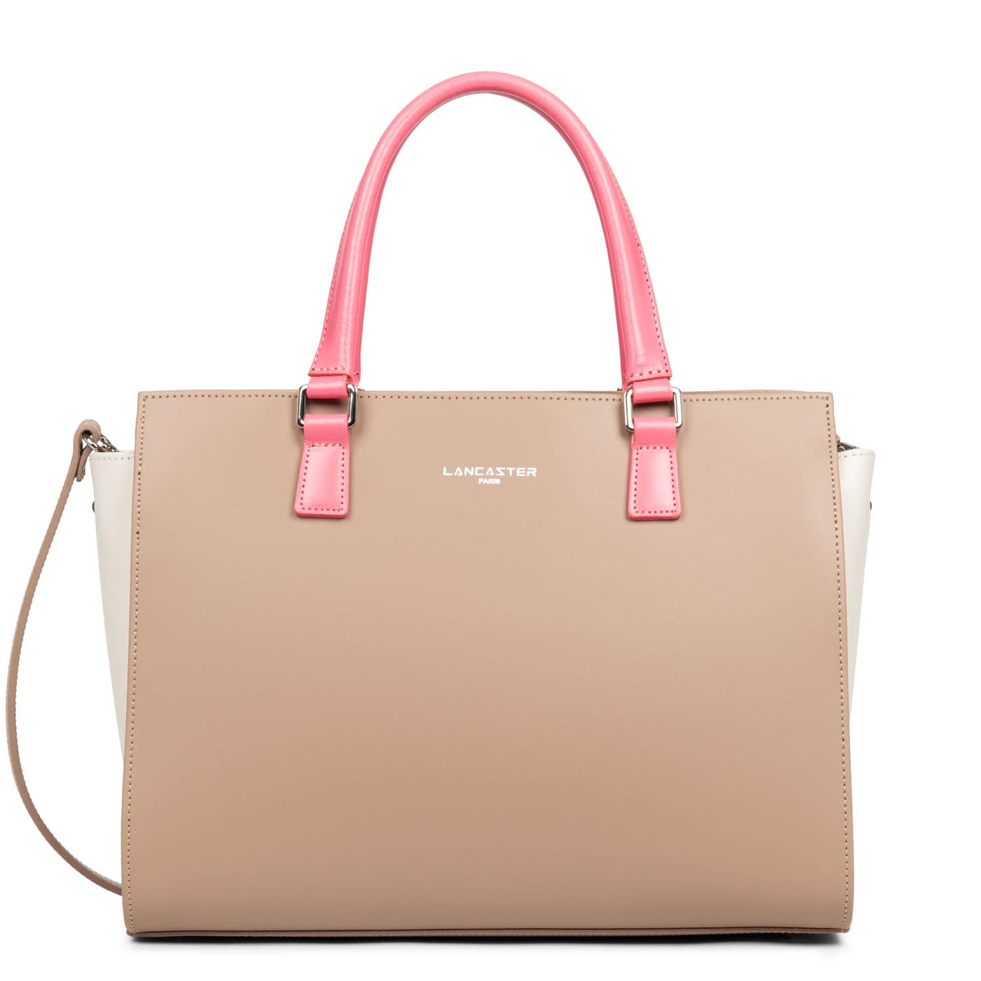 grand sac cabas main - smooth #couleur_nude-ecru-rose-fonc