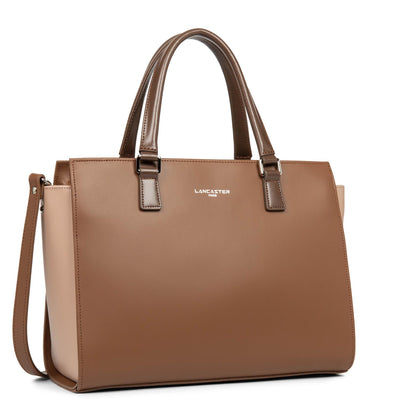 grand sac cabas main - smooth #couleur_vison-nude-fonc-marron