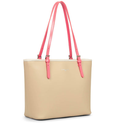 sac cabas épaule - smooth #couleur_beige-ecru-rose-fonc
