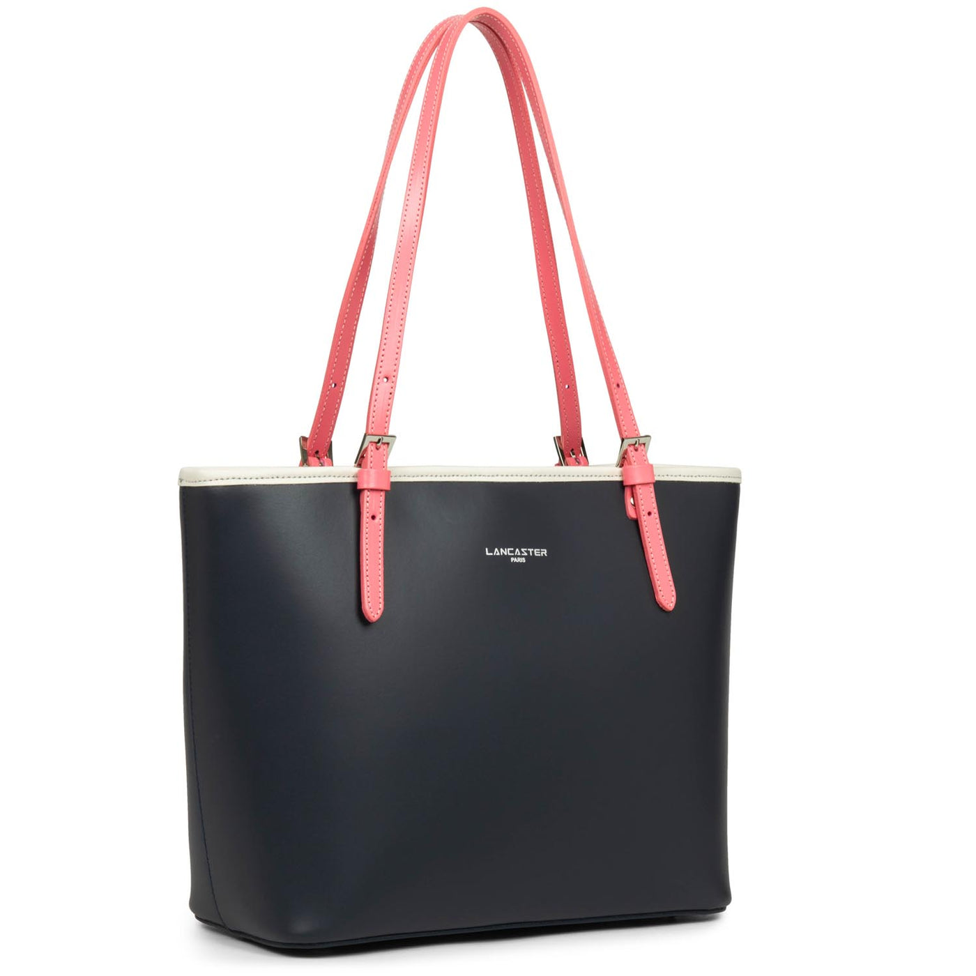 sac cabas épaule - smooth #couleur_bleu-fonc-ecru-rose-fonc