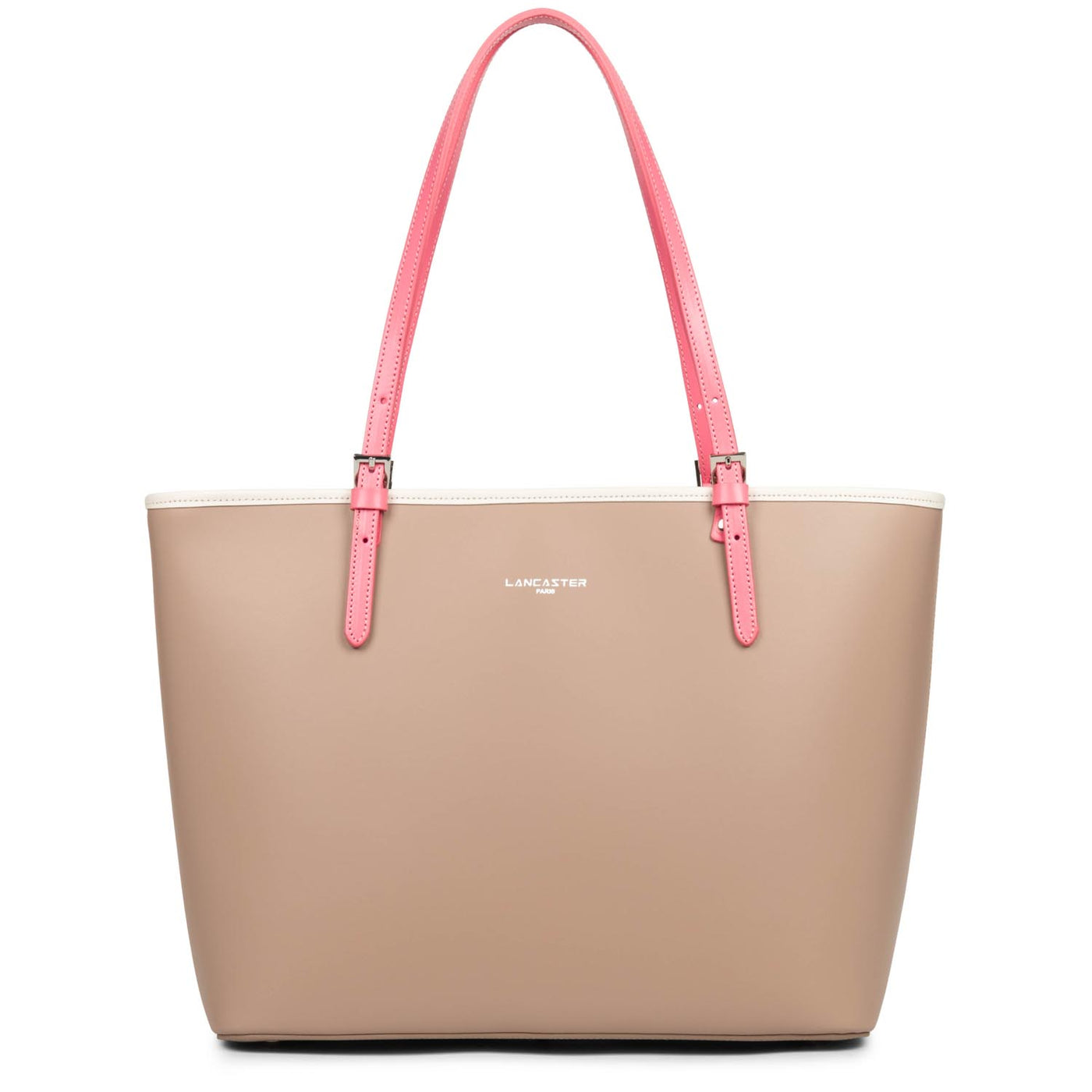 grand sac cabas épaule - smooth #couleur_nude-ecru-rose-fonc