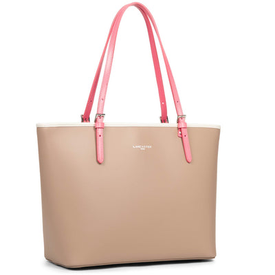 grand sac cabas épaule - smooth #couleur_nude-ecru-rose-fonc