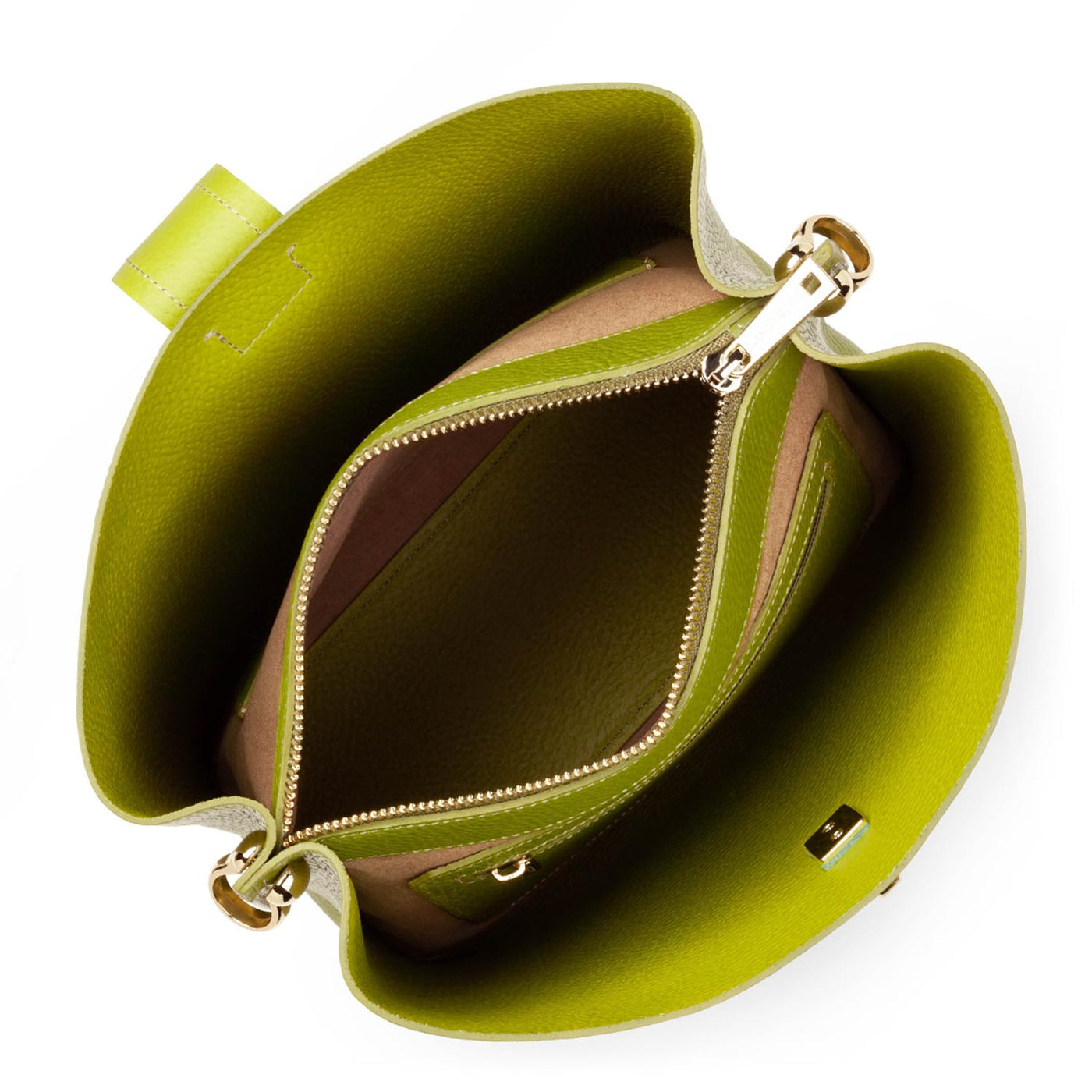 petit sac seau - foulonné double #couleur_olive-in-cleri