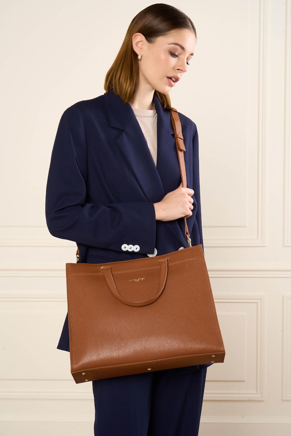 grand sac cabas épaule - foulonné double