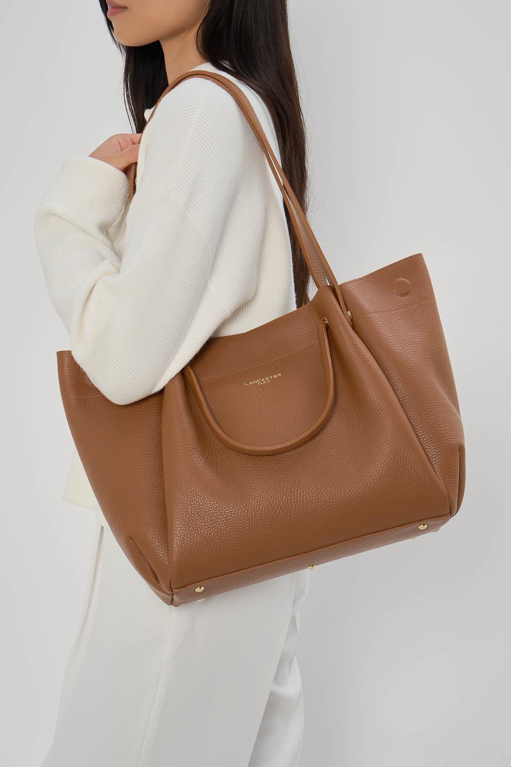 très grand sac cabas épaule - foulonné double louisa 