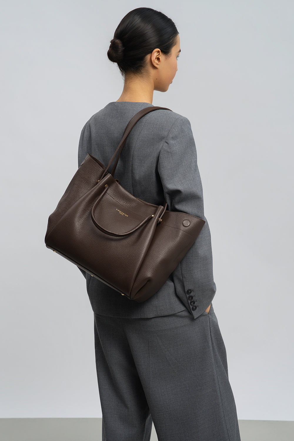 très grand sac cabas épaule - foulonné double louisa 