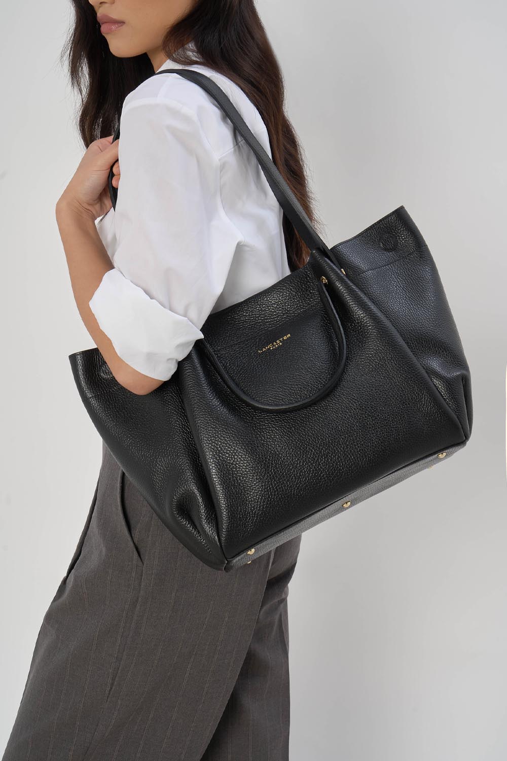 très grand sac cabas épaule - foulonné double louisa 