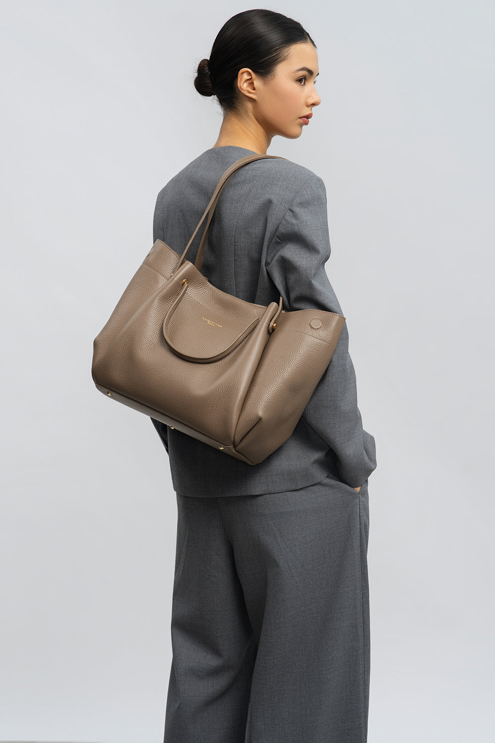 très grand sac cabas épaule - foulonné double louisa 