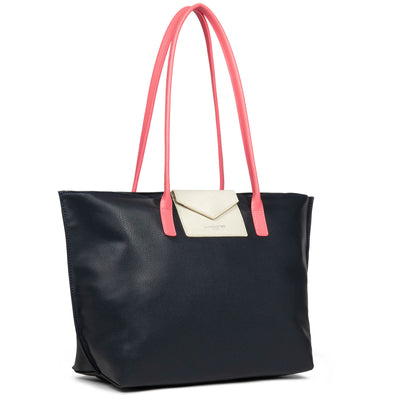 grand sac cabas épaule - maya #couleur_bleu-fonc-blanc-rose