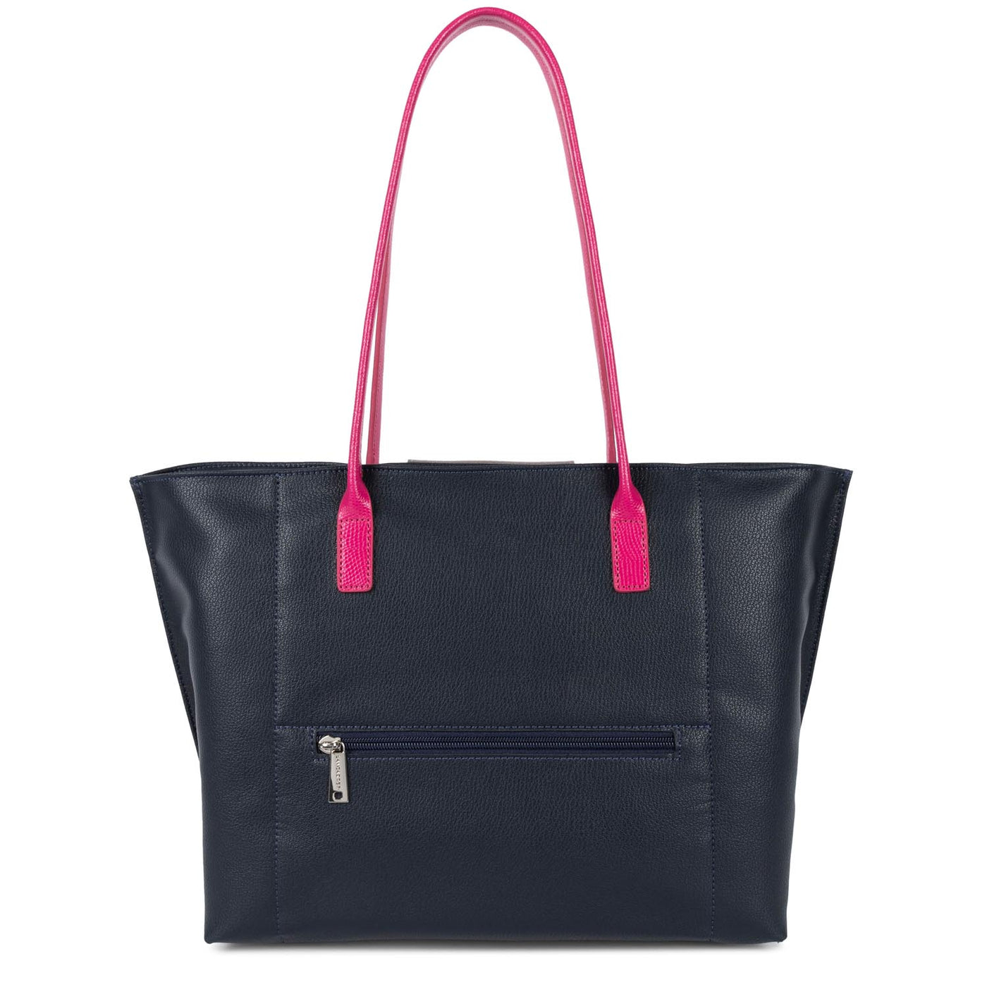grand sac cabas épaule - maya #couleur_bleu-fonc-gris-argent-fuxia
