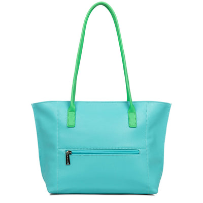 sac cabas épaule - maya #couleur_lagon-ivoire-vert-eco
