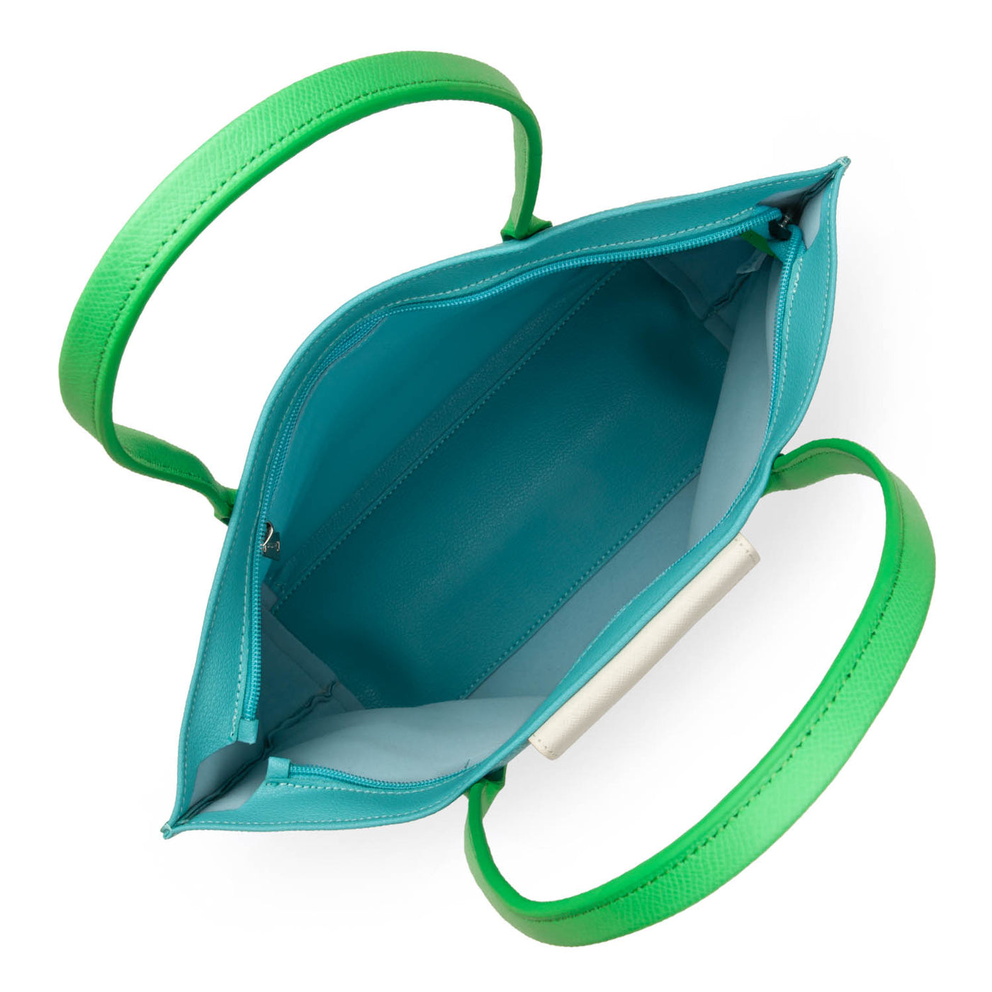 sac cabas épaule - maya #couleur_lagon-ivoire-vert-eco