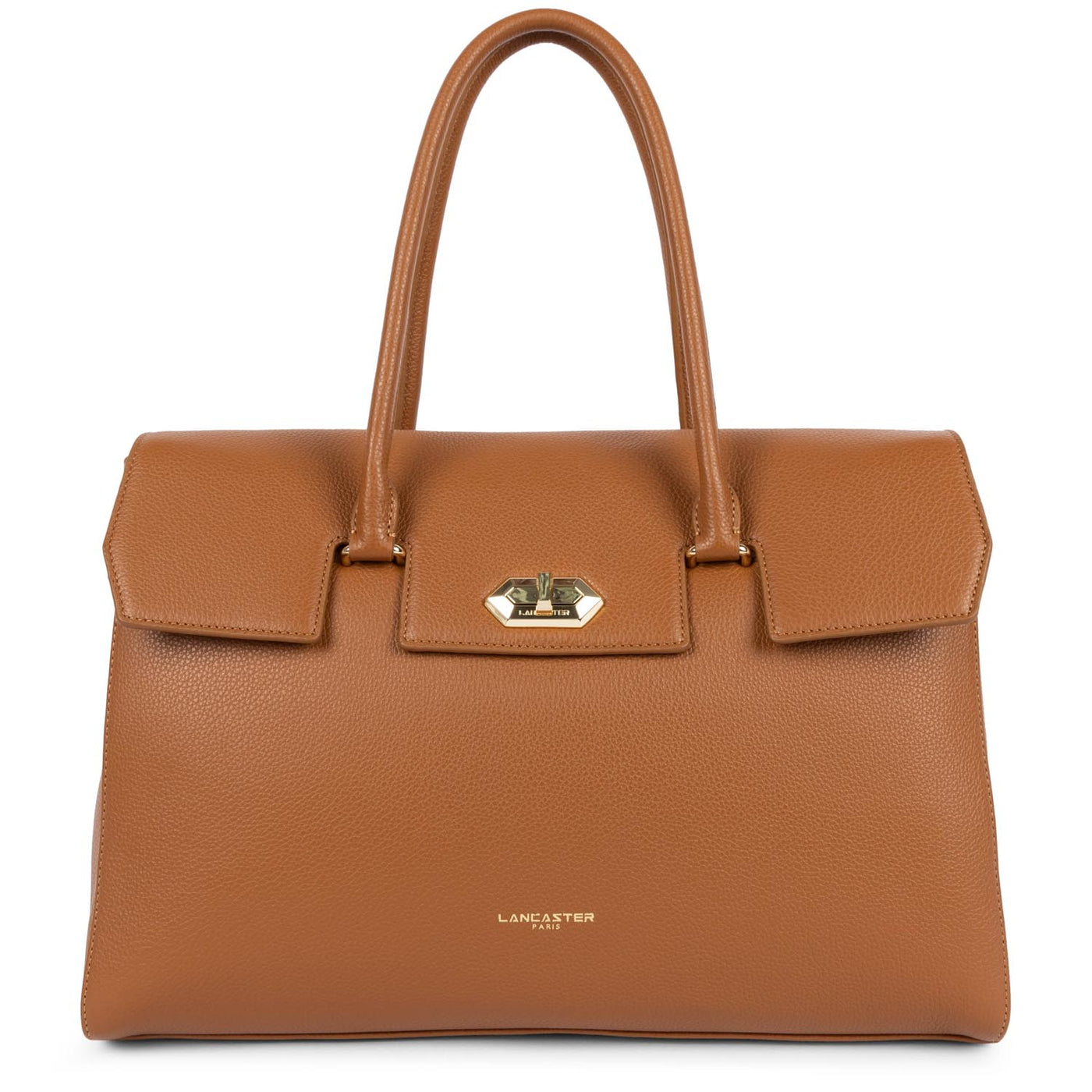 très grand sac cabas épaule - foulonné milano #couleur_caramel