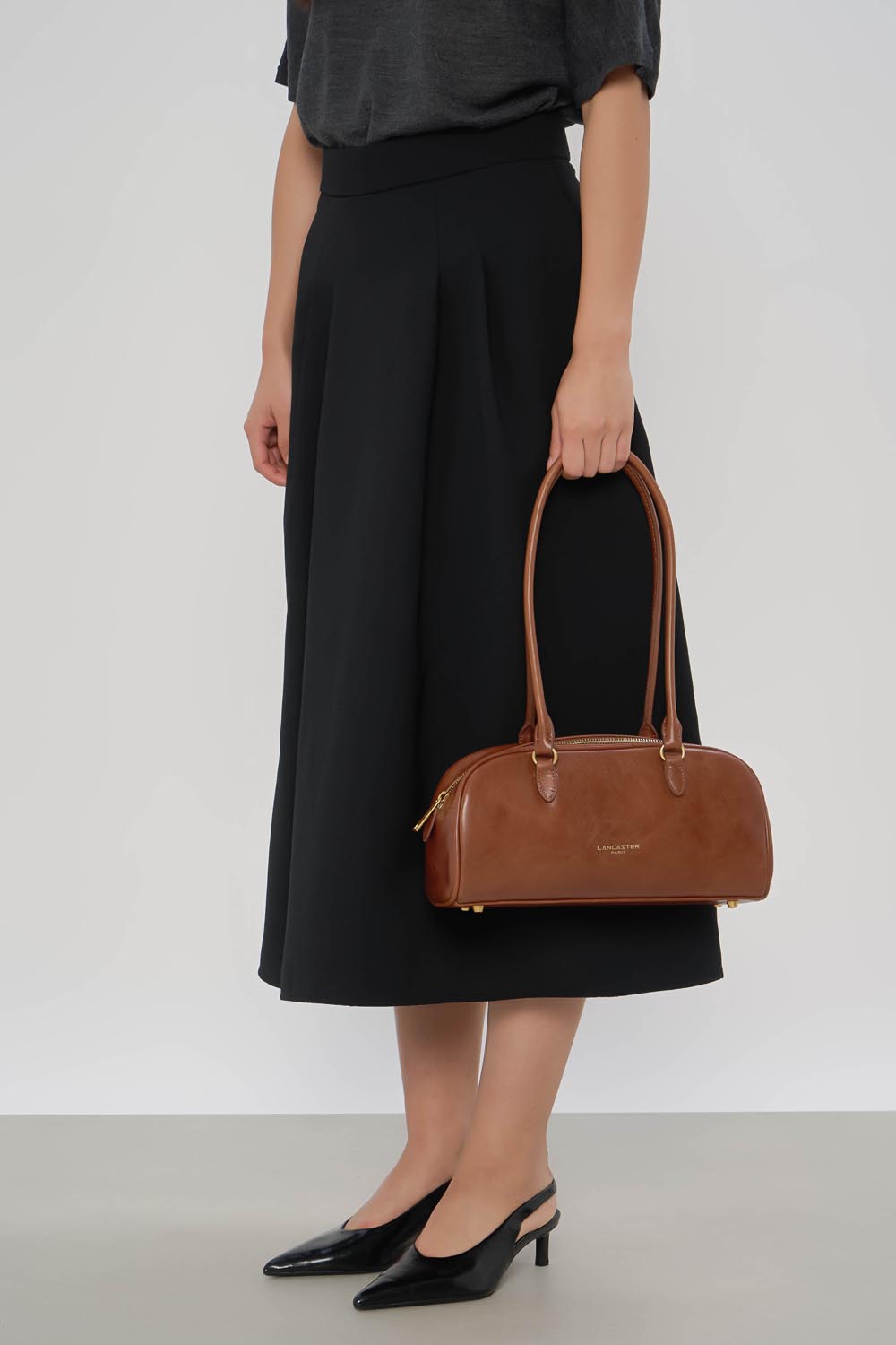 Sac à Main Bowling Lancaster Modèle Louise - Cuir Beige - Occasion