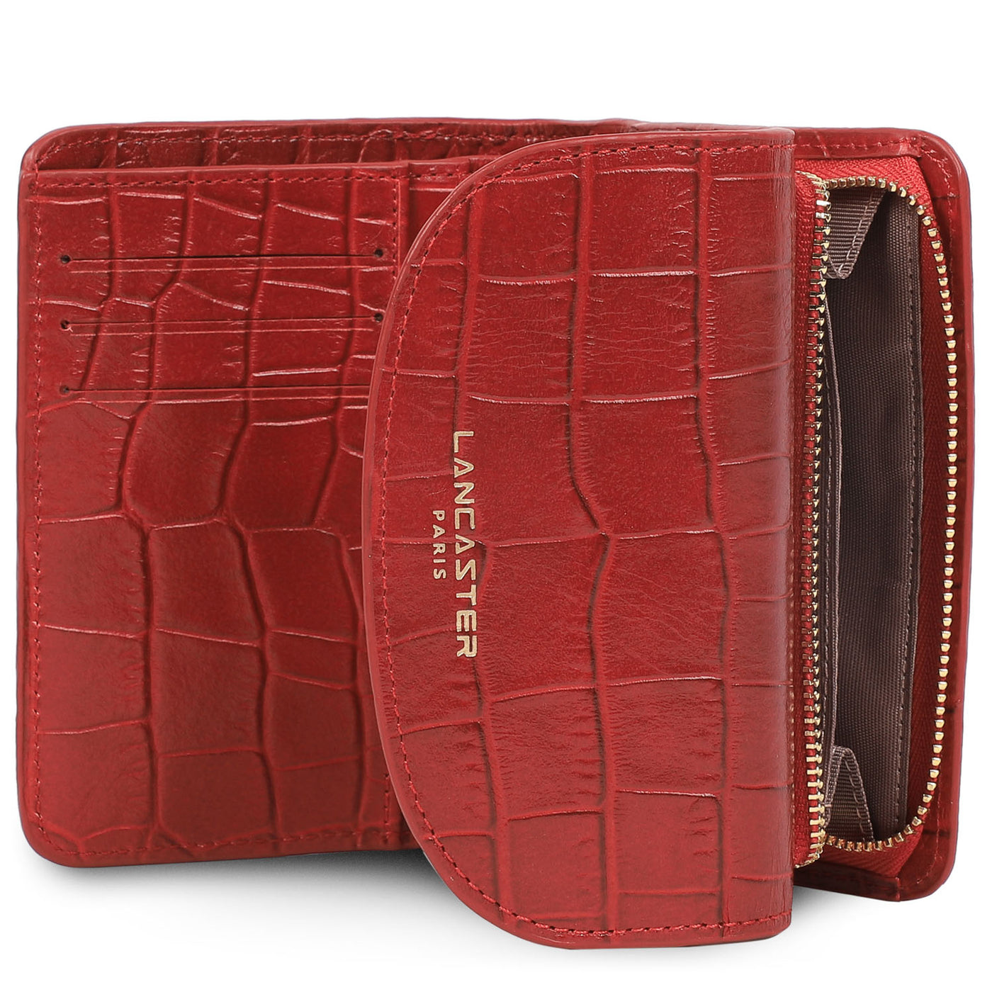 portefeuille dos à dos - exotic croco cn #couleur_rouge