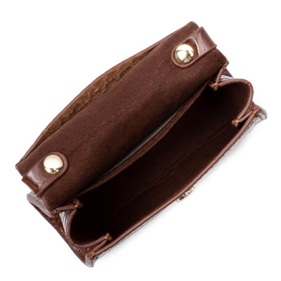 mini porte-monnaie - exotic lézard & croco cn #couleur_chataigne