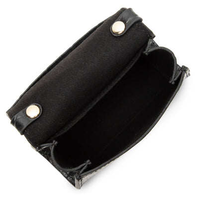 mini porte-monnaie - exotic lézard & croco cn #couleur_noir