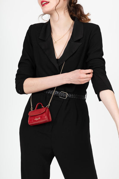 mini porte-monnaie - exotic lézard & croco cn #couleur_rouge