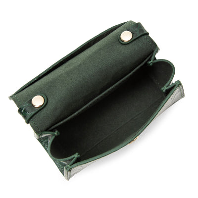 mini porte-monnaie - exotic lézard & croco cn #couleur_vert-pin