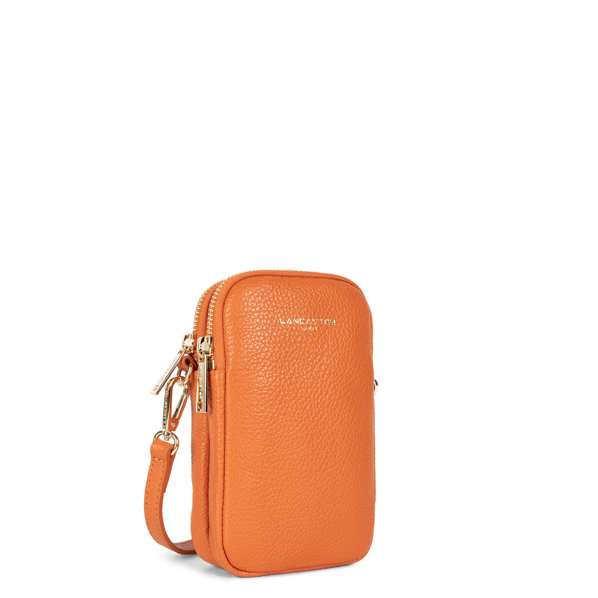 LANCASTER Pochette Smartphone Cuir Dune Beige Foncé – Élégante Et Pratique 10x17x4 Cm, Poches Zippées Avant & Arrière
