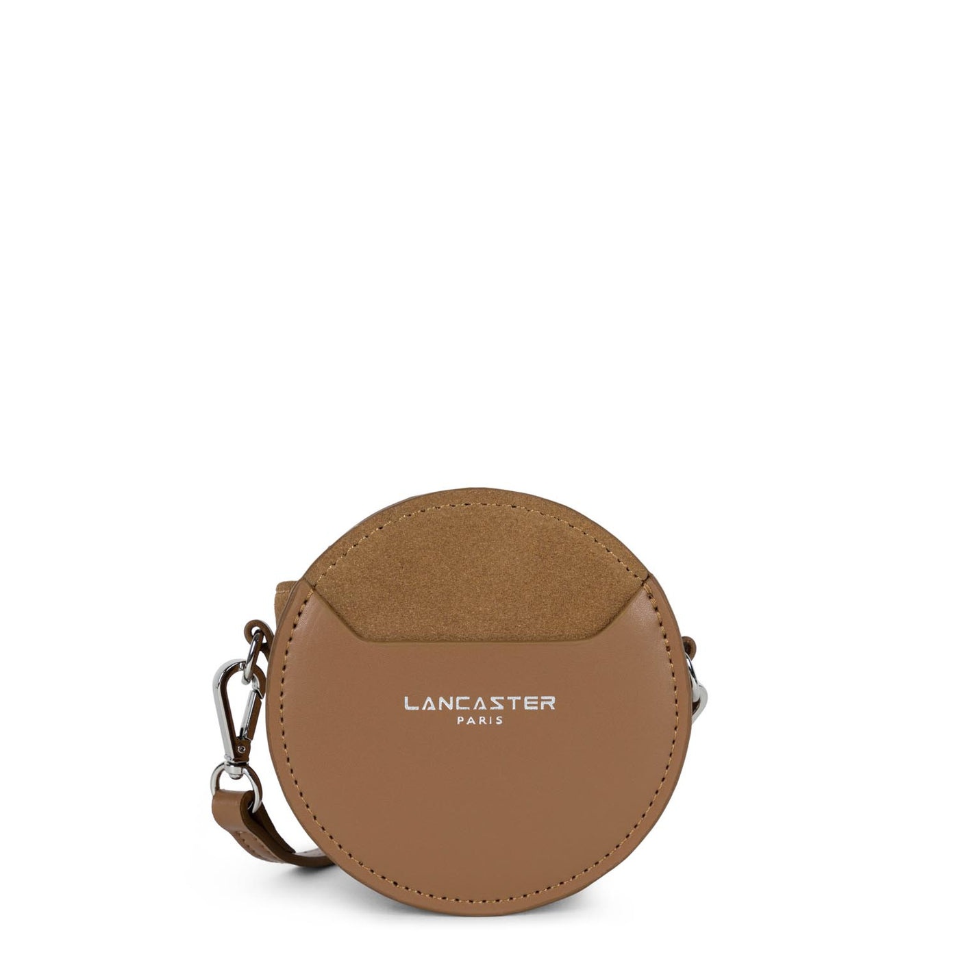 mini porte-monnaie rond - smooth lune #couleur_camel