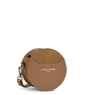 mini porte-monnaie rond - smooth lune #couleur_camel