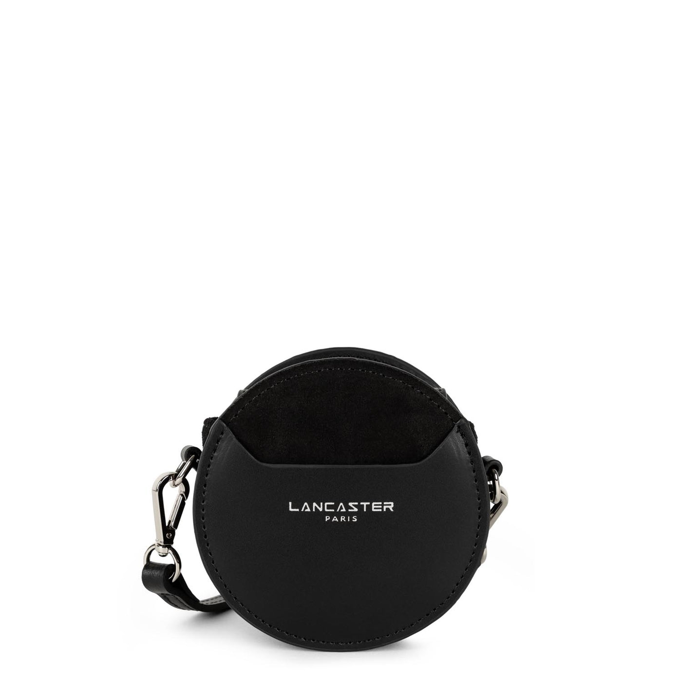 mini porte-monnaie rond - smooth lune #couleur_noir