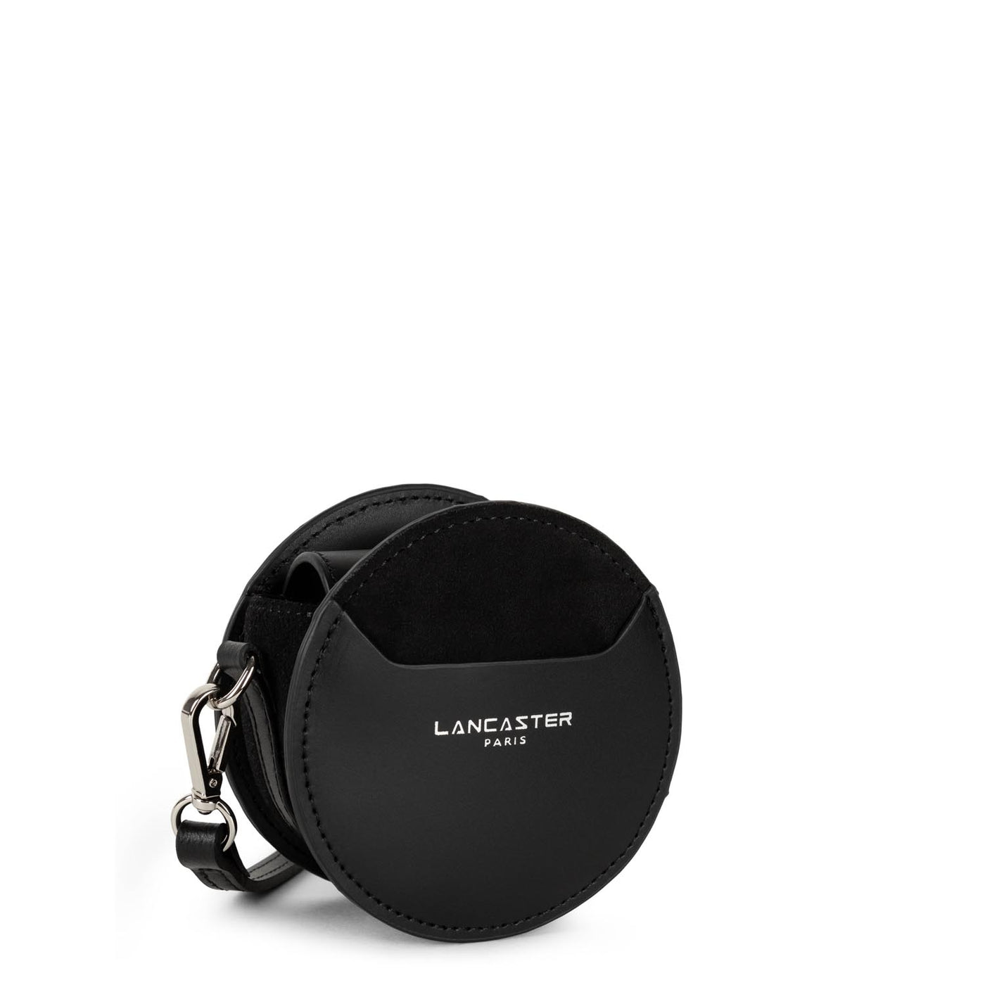 mini porte-monnaie rond - smooth lune #couleur_noir