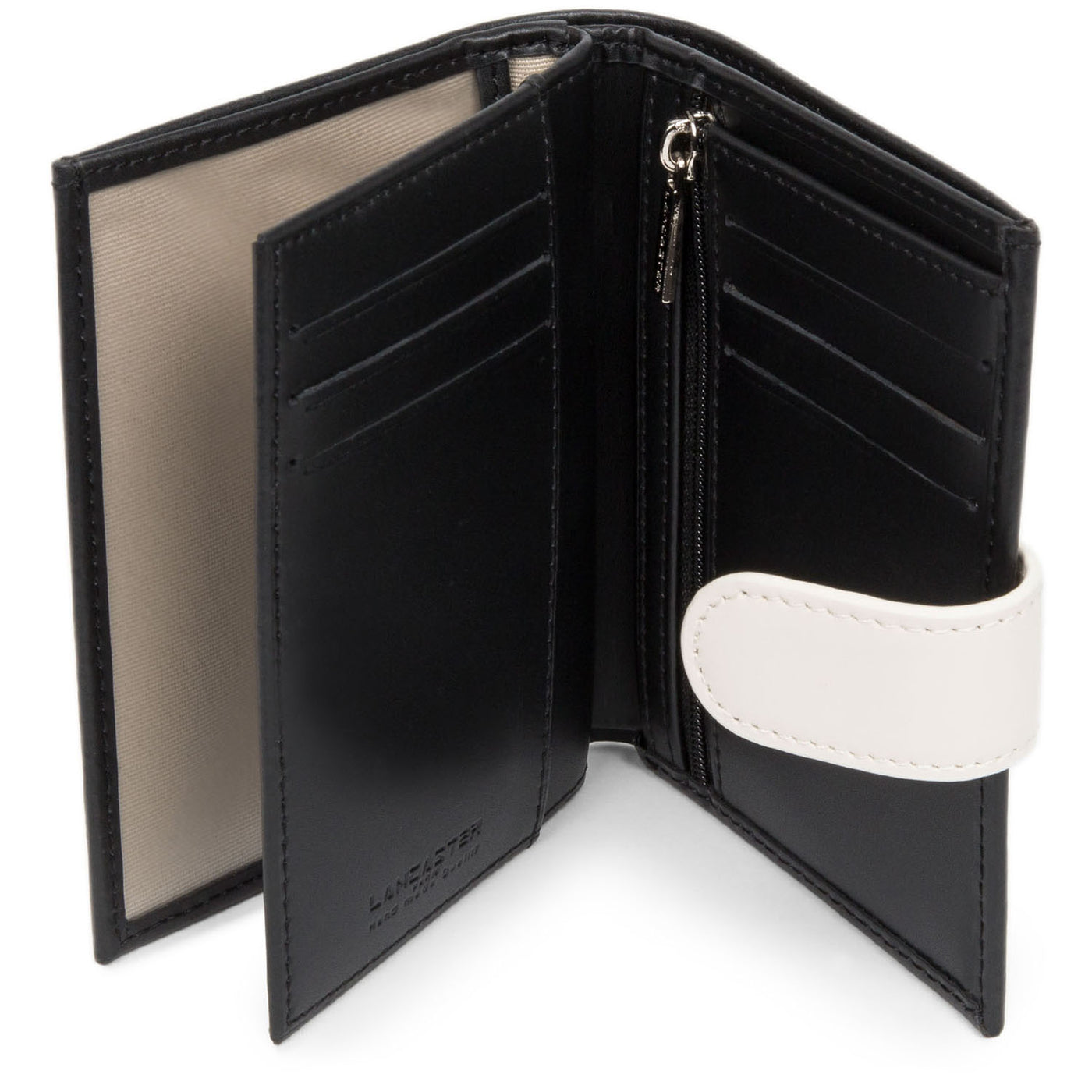 portefeuille - smooth #couleur_noir-ecru-galet-ros
