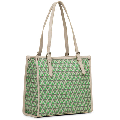 petit sac cabas épaule - ikon #couleur_vert-prairie-beige