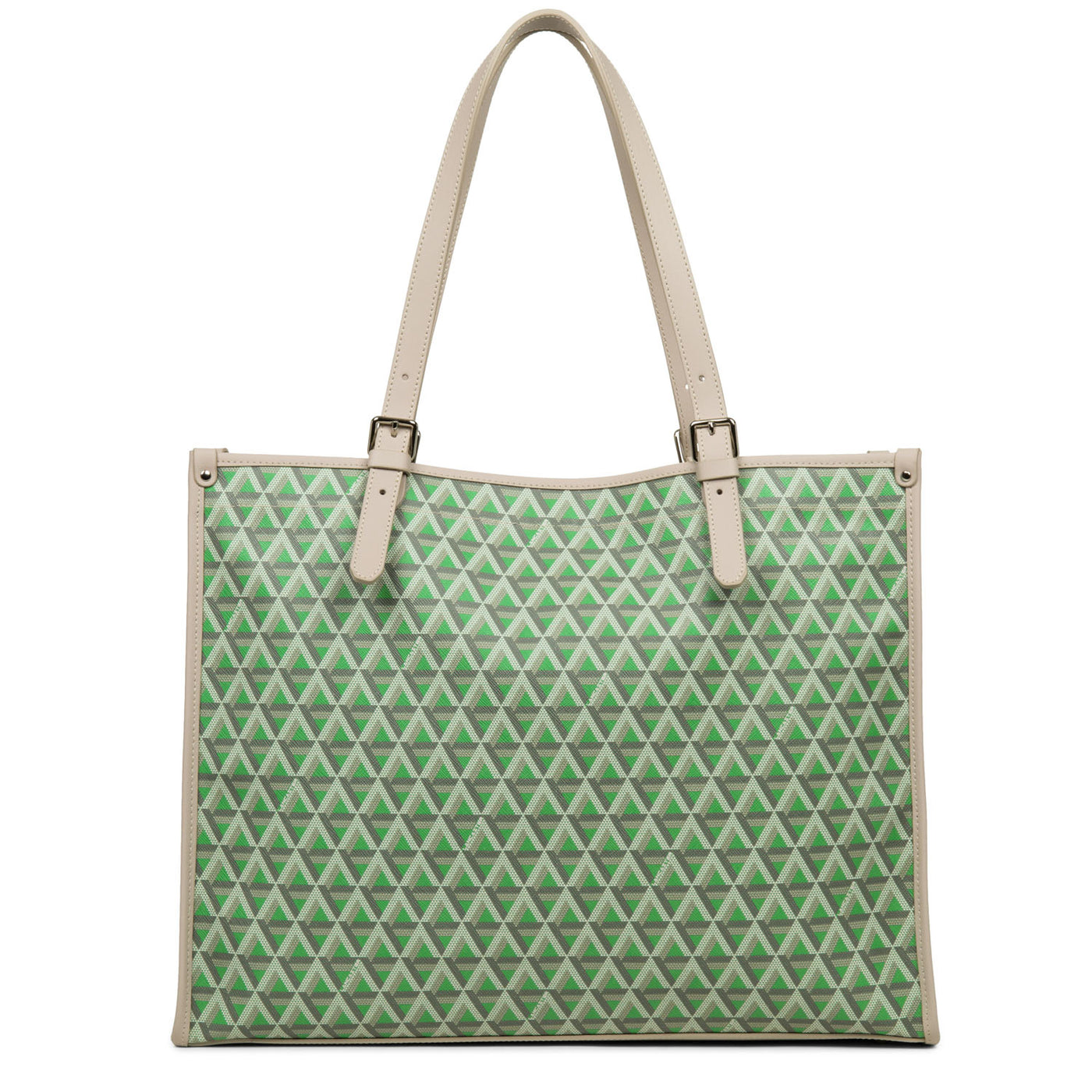 grand sac cabas épaule - ikon #couleur_vert-prairie-beige