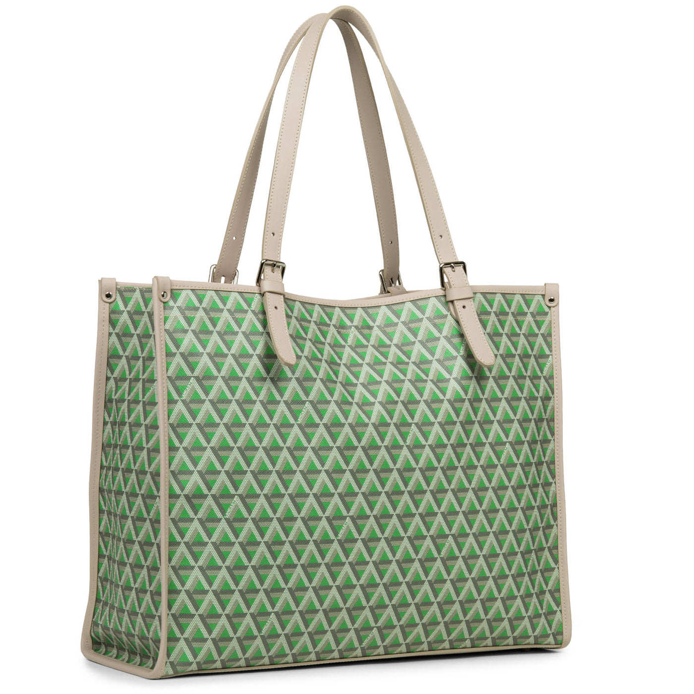 grand sac cabas épaule - ikon #couleur_vert-prairie-beige