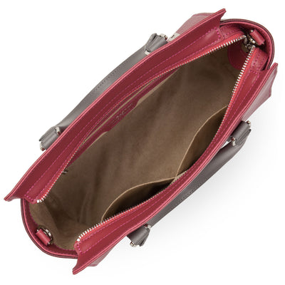 sac à main - saffiano intemporel #couleur_framboise-bordeaux-gris-chaud