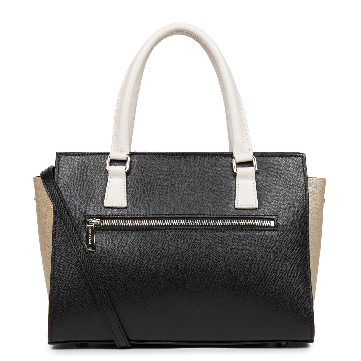sac à main - saffiano intemporel #couleur_noir-champagne-ivoire