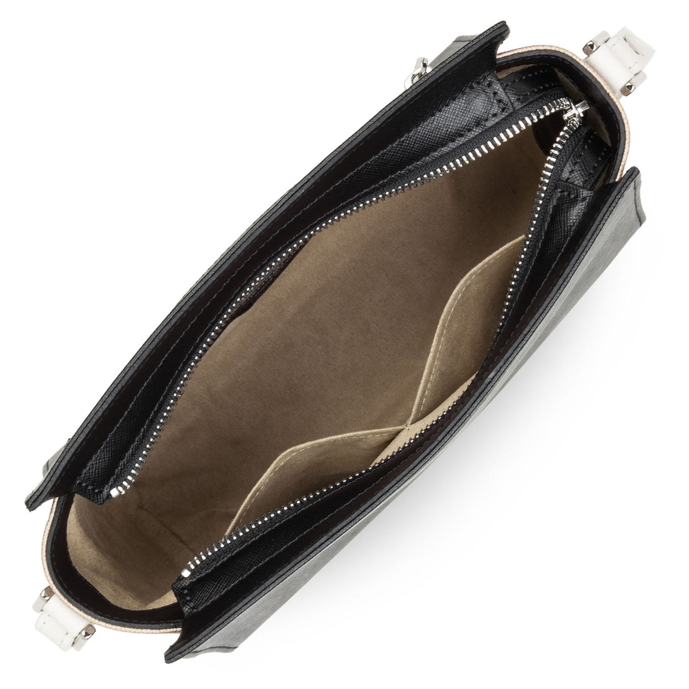 sac trotteur - saffiano intemporel #couleur_noir-champagne-ivoire