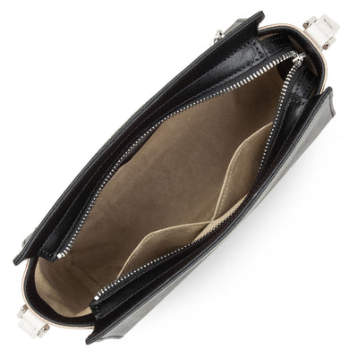 sac trotteur - saffiano intemporel #couleur_noir-champagne-ivoire