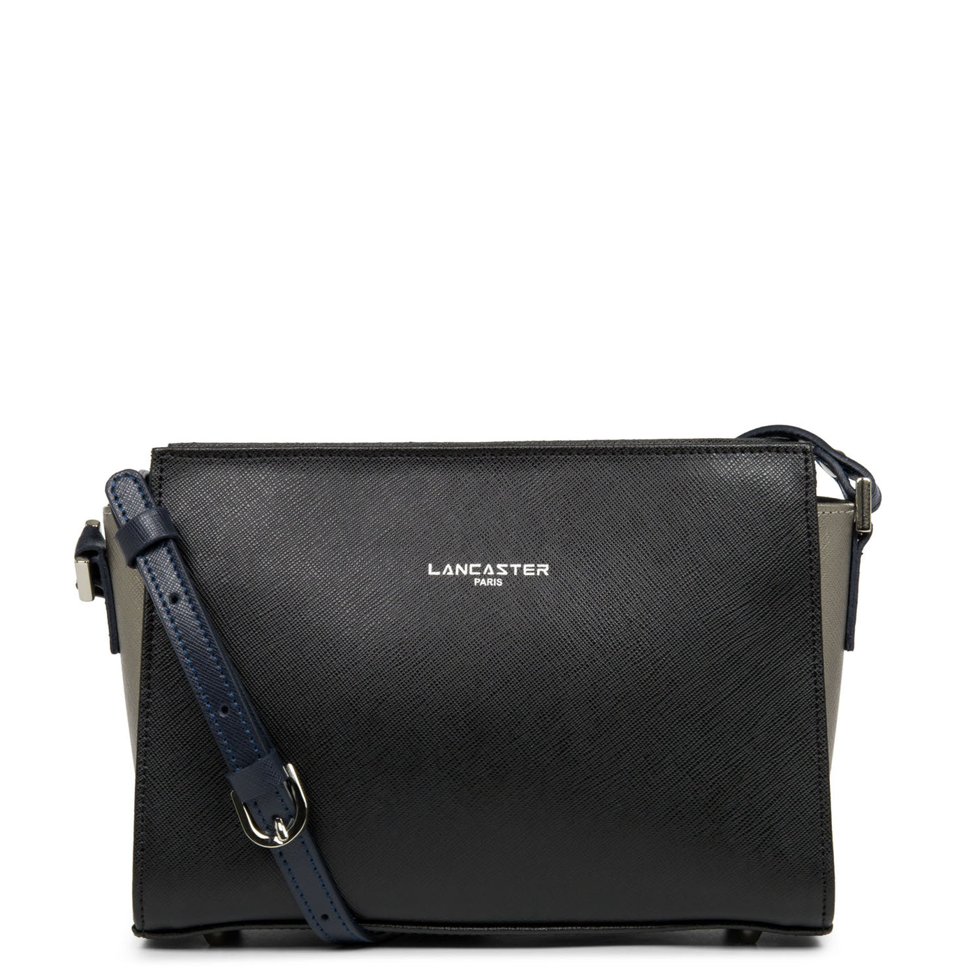 sac trotteur - saffiano intemporel #couleur_noir-gun-mtal-bleu-fonc