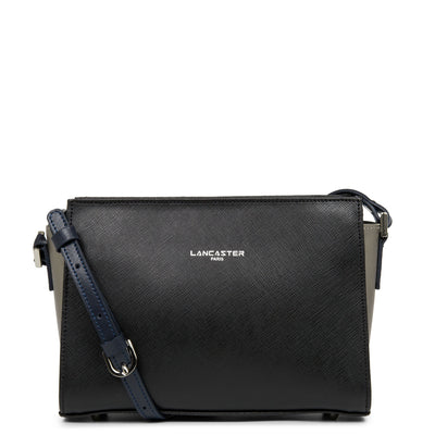 sac trotteur - saffiano intemporel #couleur_noir-gun-mtal-bleu-fonc