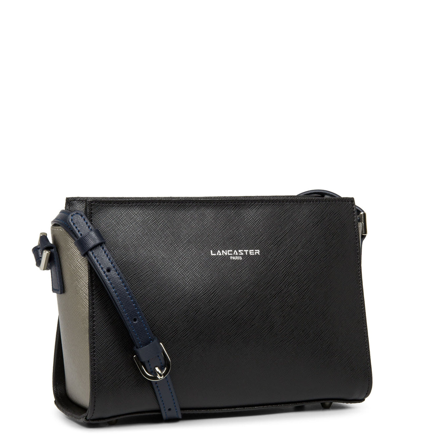 sac trotteur - saffiano intemporel #couleur_noir-gun-mtal-bleu-fonc