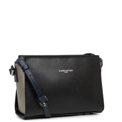 sac trotteur - saffiano intemporel #couleur_noir-gun-mtal-bleu-fonc