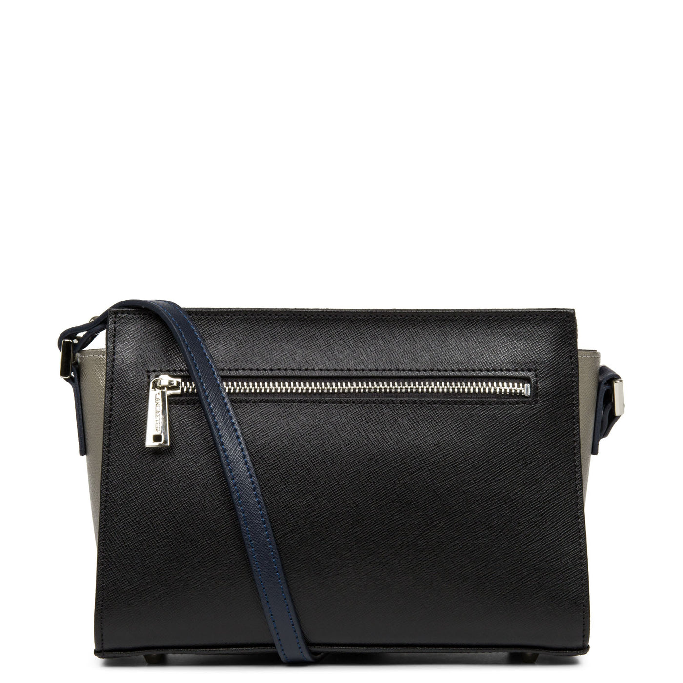 sac trotteur - saffiano intemporel #couleur_noir-gun-mtal-bleu-fonc