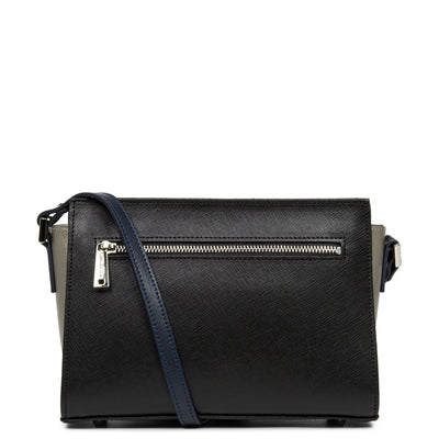 sac trotteur - saffiano intemporel #couleur_noir-gun-mtal-bleu-fonc