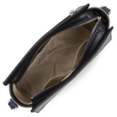 sac trotteur - saffiano intemporel #couleur_noir-gun-mtal-bleu-fonc